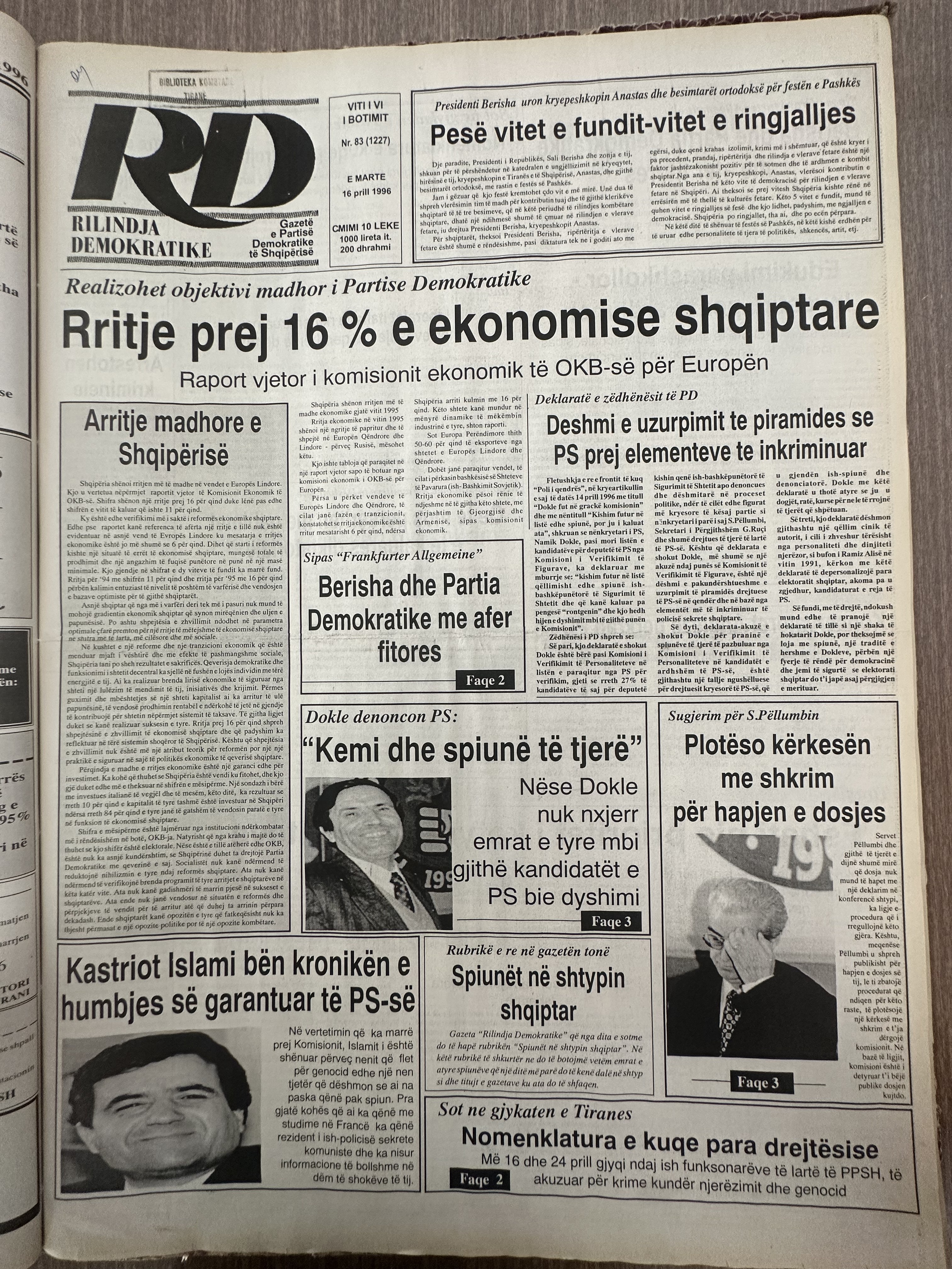 Rilindja Demokratike 1996-04-16